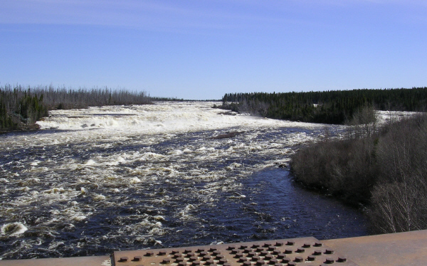  looking upstream (east) from the bridge to the Oatmeal (a/k/a Kaumwakweuch) Rapids.